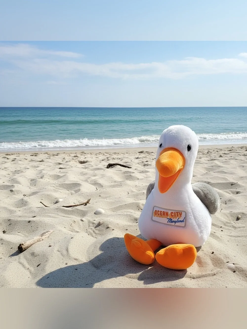 Plush Seagull - White & Orange Beach Bird Plush